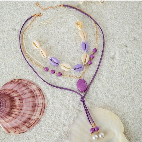 Purple Beaded Necklace A1084 - Picture 1 of 3